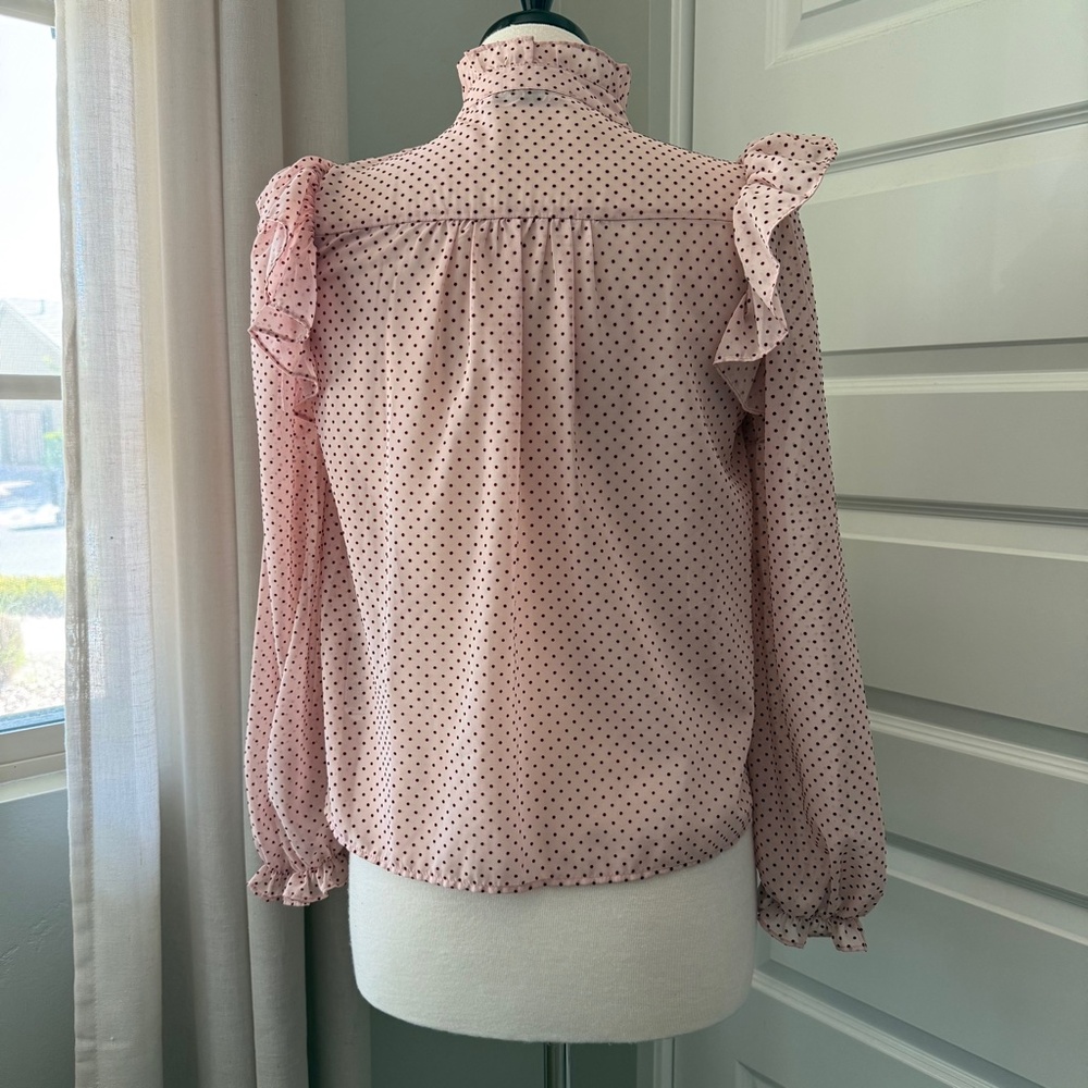 Zara Polka Dot Ruffled Button Down Blouse : Small - Picture 5 of 7